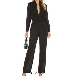 NWT SUPERDOWN Kaela drape neck jumpsuit in Black Size S
